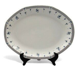 ROYAL DOULTON Calico Blue Floral Oval Platter 1988 England Vintage 13 Inches